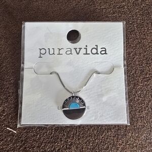 Pura Vida Silver Necklace With Turquois Sun Pendant